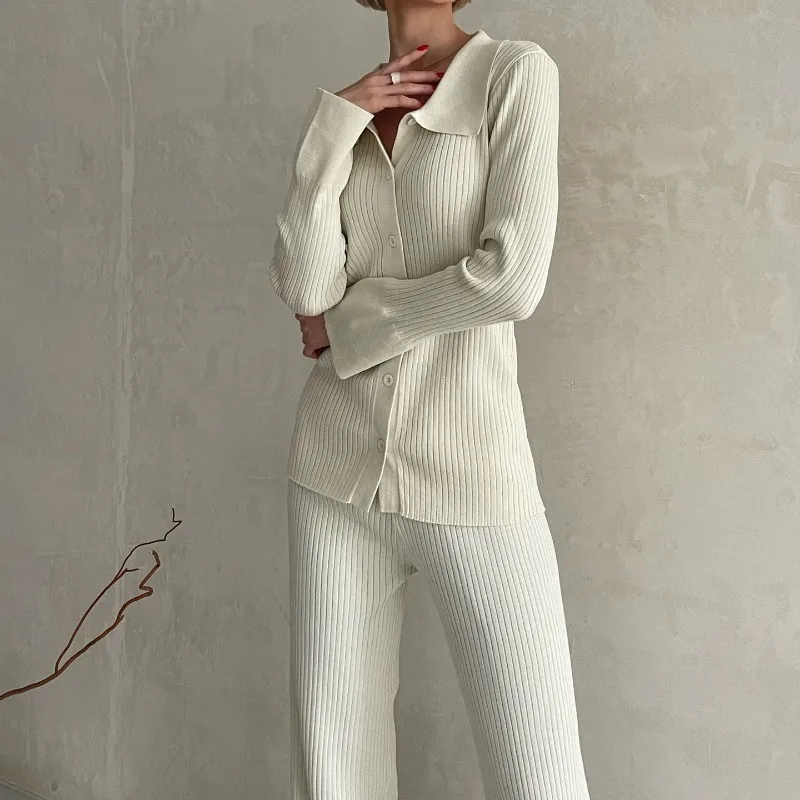 Women's Sweater Elegant Knitted Top Women's Ribbed Single-breasted Sweater Shirt Top Stretch Waist Flared Sleeve Cardigan Jacket