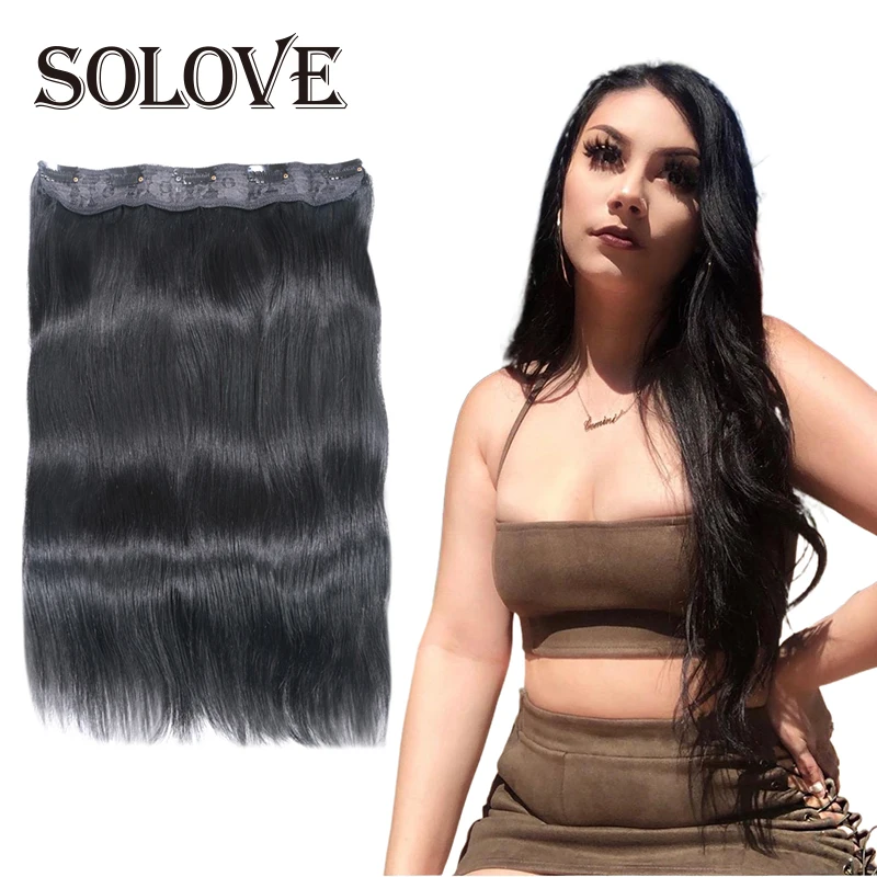 Solove Natural Straight Clip In One Piece Real Human Hair Extensions Black Blonde Brazilan Remy Hair Extension 70gram For Women