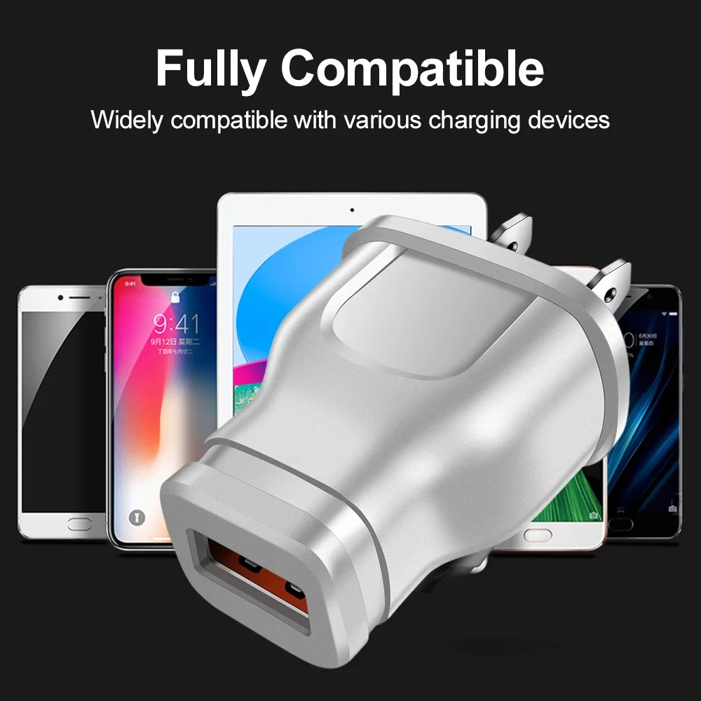 Universal 5V USB Power Adapter - Compact Travel Charger with EU/US Plug