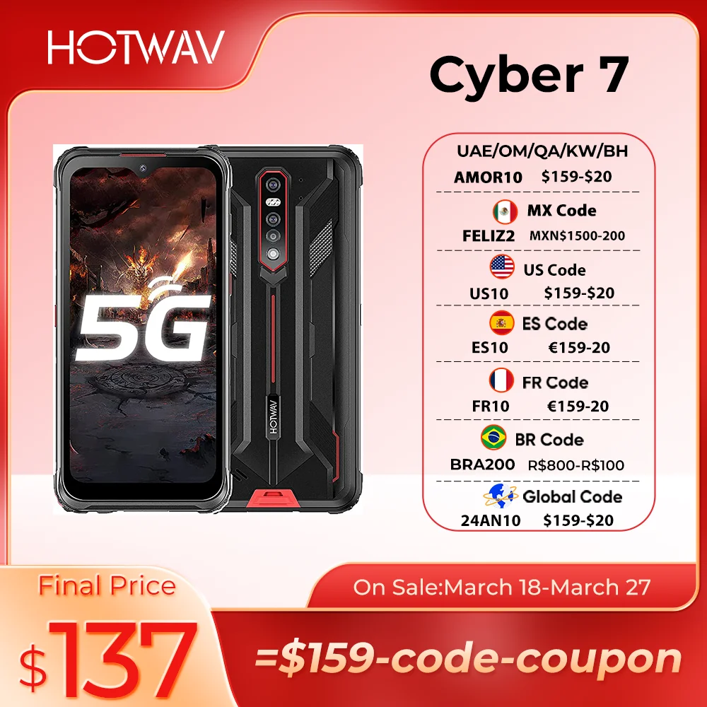 HOTWAV Cyber 7 5G Rugged Phone Global Version 6.3 Inch FHD+ 8GB 128GB 8280mAh Battery Smartphone 48MP Main Camera NFC Cellphone doogee s88 plus global version rugged smartphone android 10 8gb ram 128gb rom 48mp main camera ip68 ip69k mobile phone