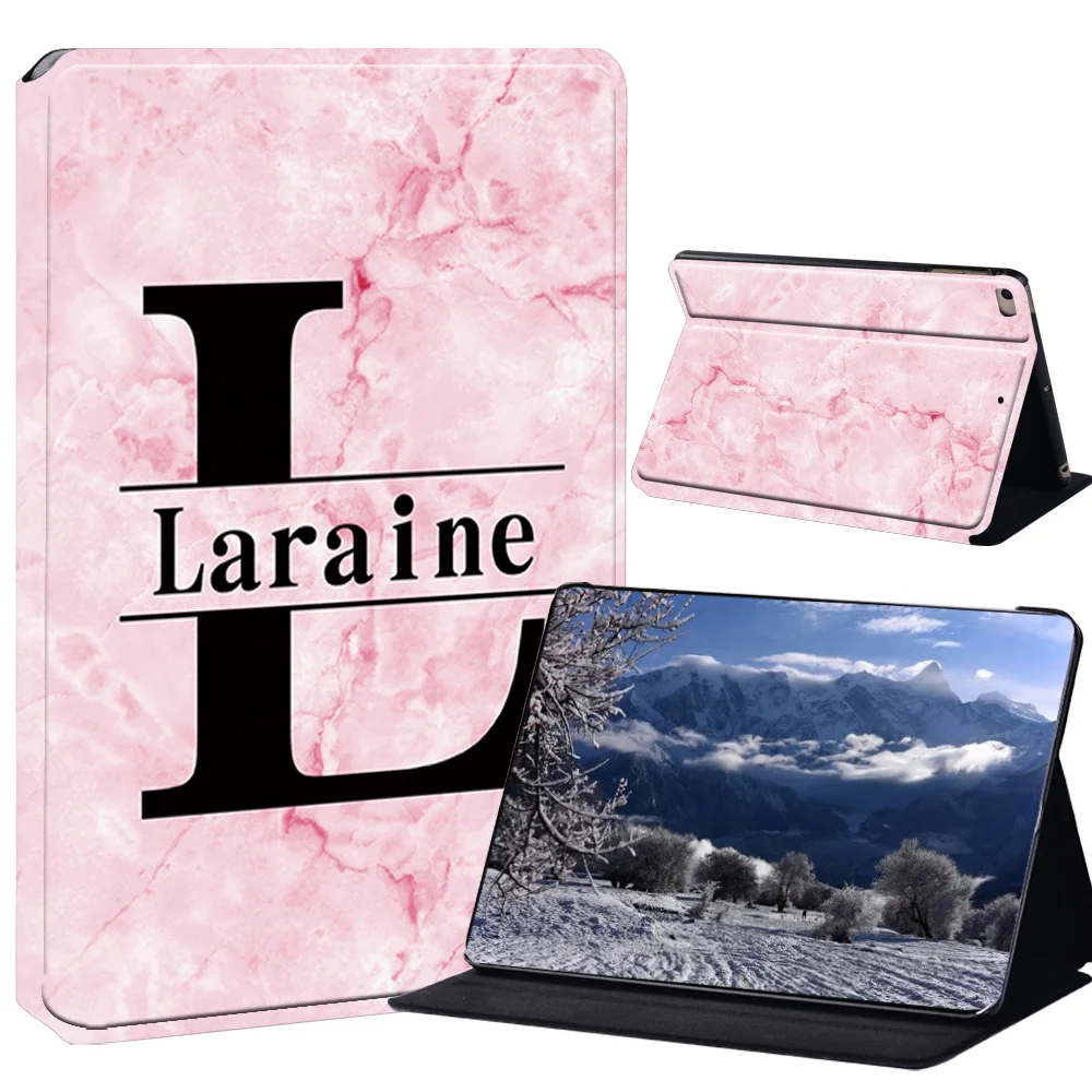 Elegant Marble Initial PU Leather Stand Case for Tablets - A to Z Letters