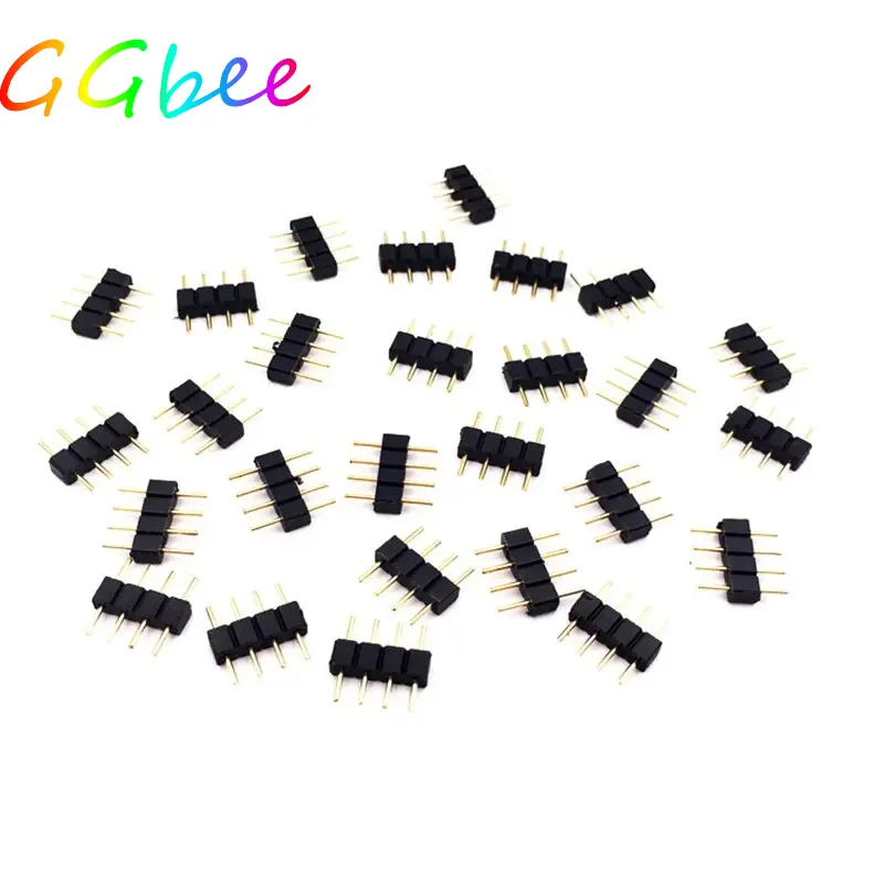 4 PIN LED Connector Adapter Needle Male Type Double Connector For RGB 5050 3528 2835 LED Strip DIY Colorful Lights Insert usb type c connector,splitter connectors cable,touch induction light strip accessory,led light bracket