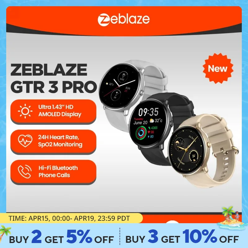  Zeblaze GTR 3 Pro Voice Calling Smart Watch AMOLED Display 316L Stainless Steel Fitness Smartwatch For Women 