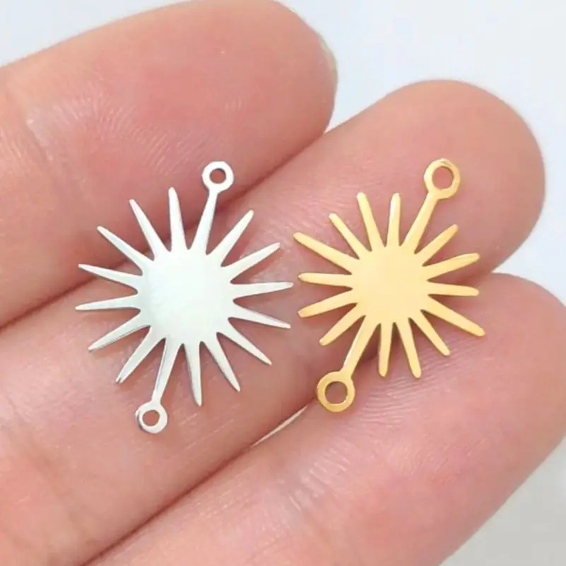 4 pezzi in acciaio inossidabile a doppio foro connettori per fiori di sole Charms forniture di collegamento per gioielli fai da te bracciali orecchini creazione di collane