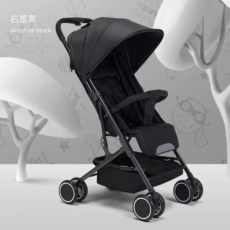 

Baby stroller can sit and lie down light umbrella car one-click folding newborn children's stroller with shock absorber