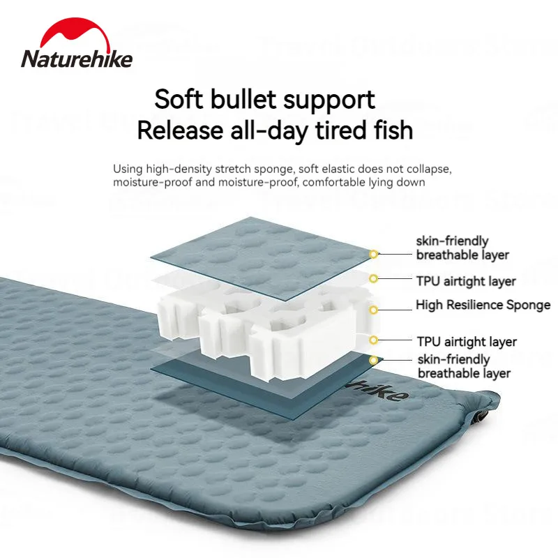 Naturehike Ultralight 490g Single Automatic Inflatable Air Mat Moistureproof Portable Waterproof Camping Mattress Sleeping Pad inflatable mattress,camping mattress