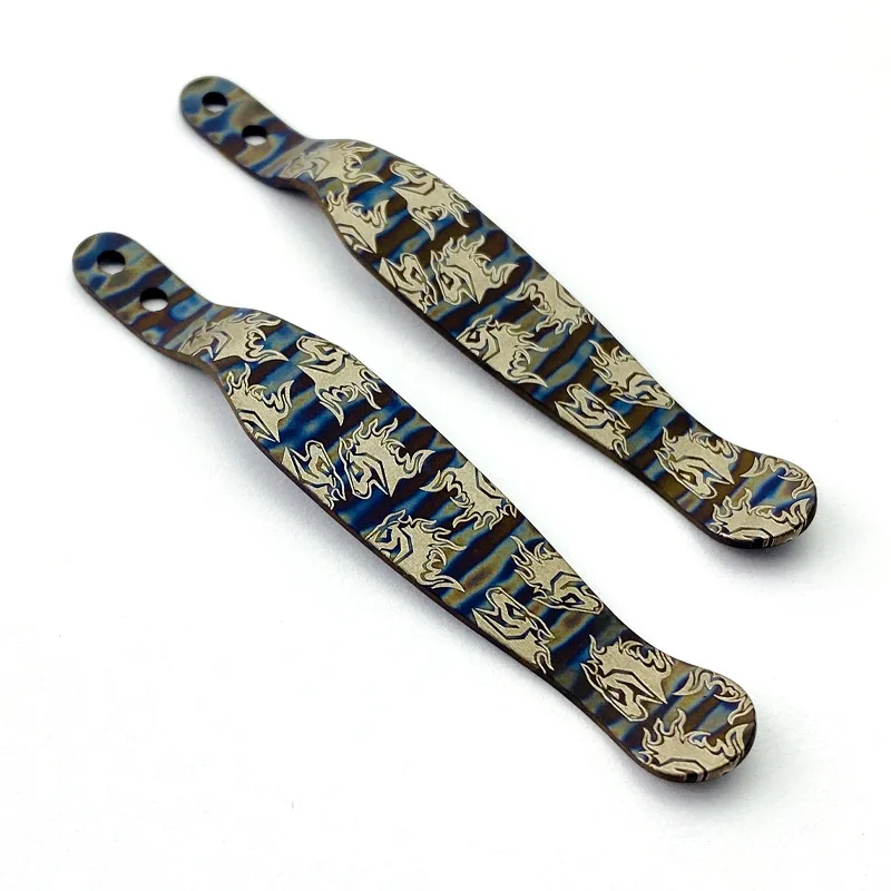 

Flame Pattern Roasted Titanium Alloy Made Knife Pocket Clip Back Clamp For Rick Hinderer XM18 XM24 ZERO Tolerance 0055 0560 Part