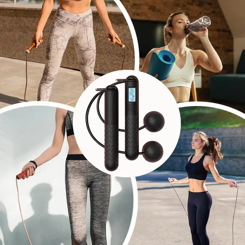 Ropeless Jump Rope With Counter Fitness Weighted Skipping Rope Smart Cordless Ball-Weighted Digital Counting Jump