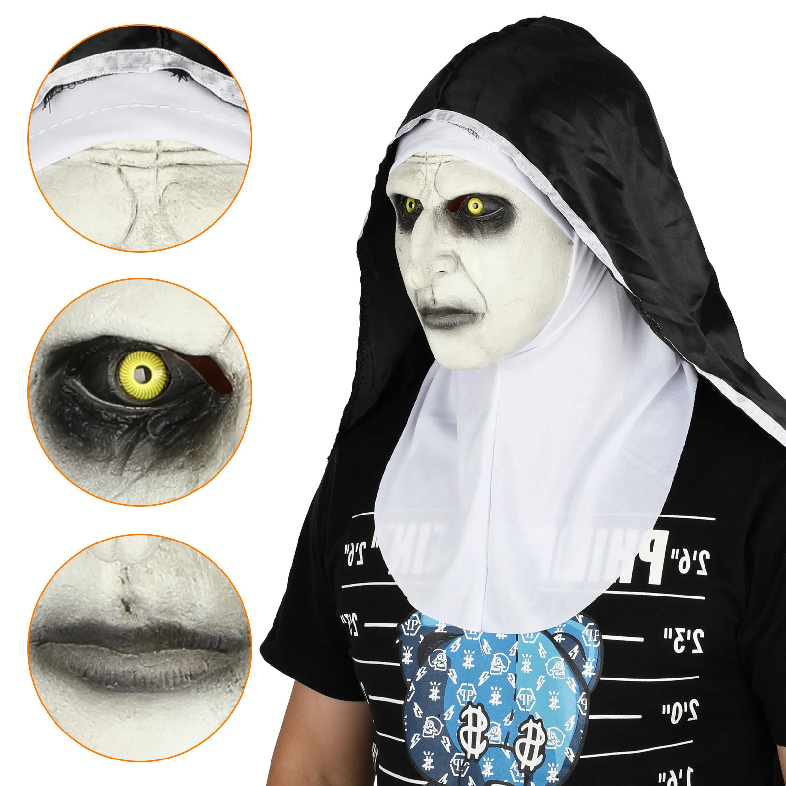 Ghost Nun Mask Cosplay Horror movie The Conjuring Latex Full Face Helmet Halloween Masquerade Party Scary Headwear Prop halloween masks