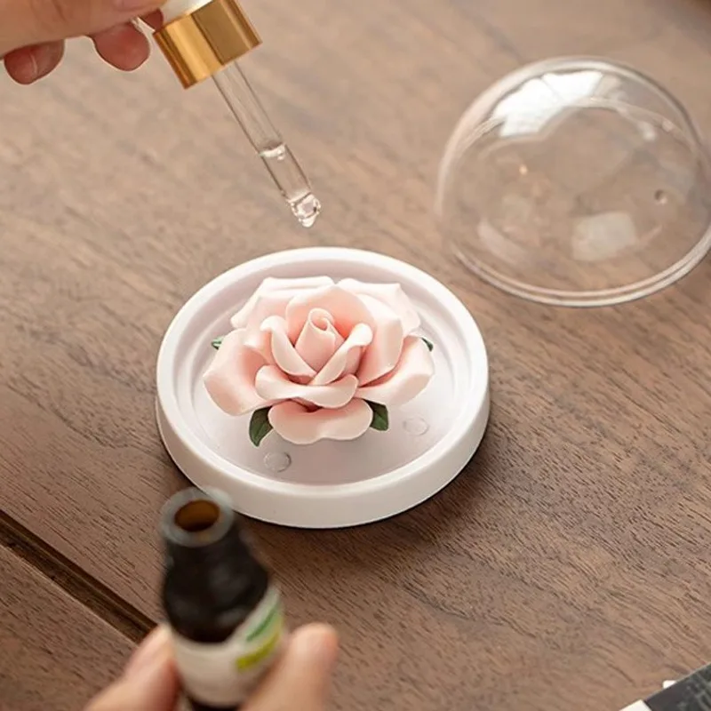 New Handmade Ceramic Rose Car Air Freshener Elegant Floral Aromatherapy Diffuser