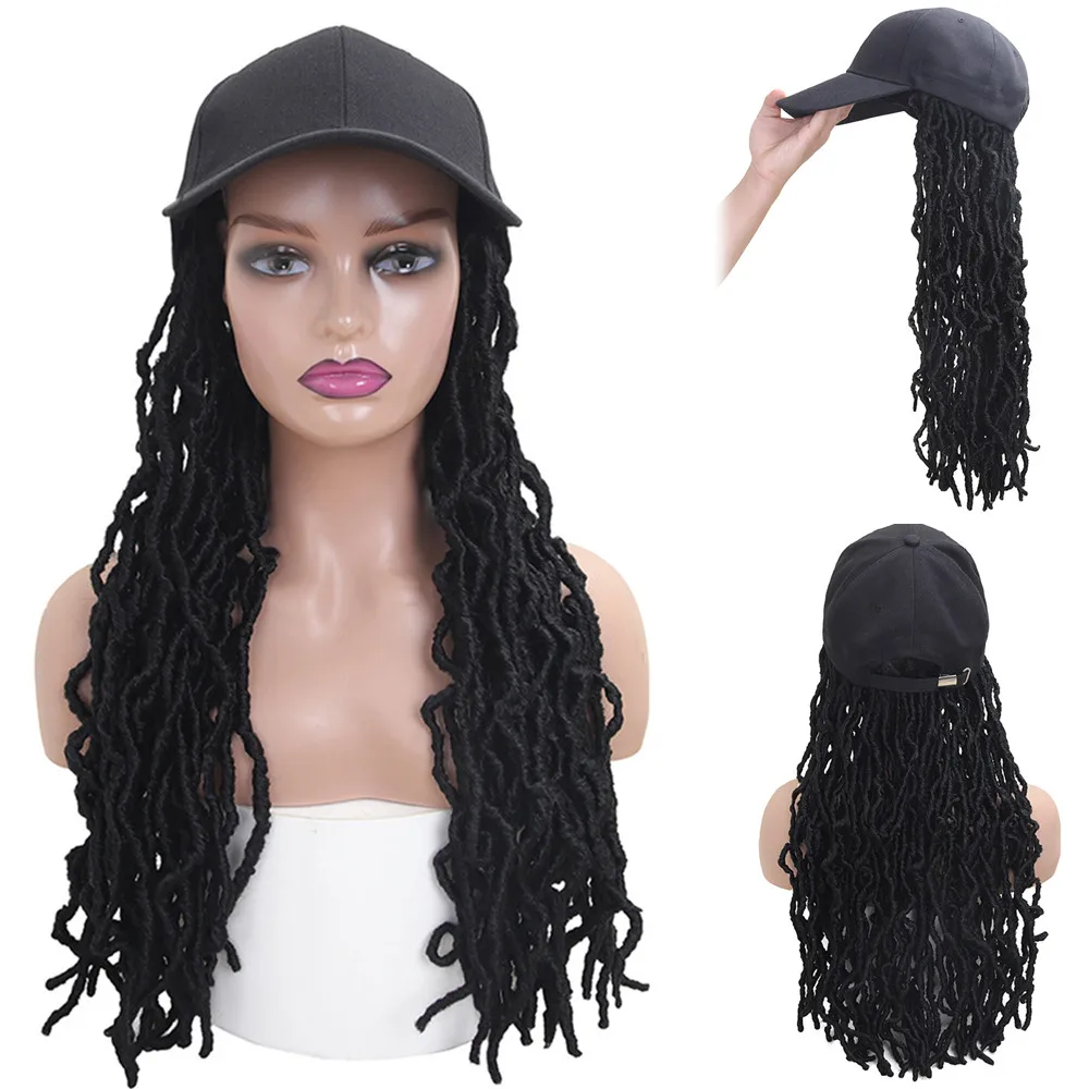Synthetic Crochet Hair Woman Wigs Big Size Baseball Hat Wig 26inch Long Braided Wigs for Women Daily Party Cosplay Wig Female