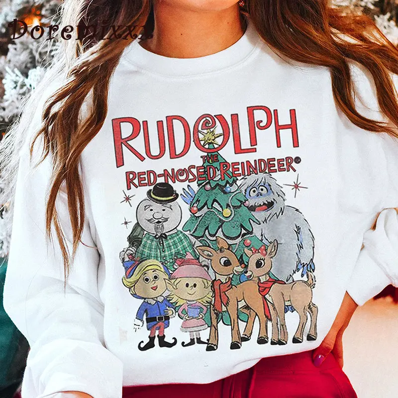 Rudolph The Red Nosed Reindeer Women Pullover Sweatshirt Long Sleeve Casual  Sports Lady Oversized Hoodie Cute Christmas Hoodies - AliExpress