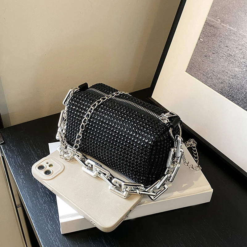 New Women Bag Shoulder Crossbody Bag for Ladies Bling Diamond Design Handbag Purse Single Pillow Shoulder Bag