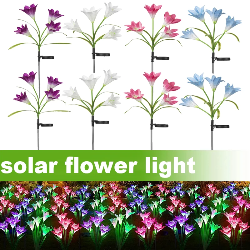 Solar Lights Solar Garden Lights with Lily Flowers Waterproof 7 Color Changing Lights for Outdoor Patio Yard Garden Decoration 20 meter led light with rgb 5050 color changing light with bluetooth fashion smart light night light decoration