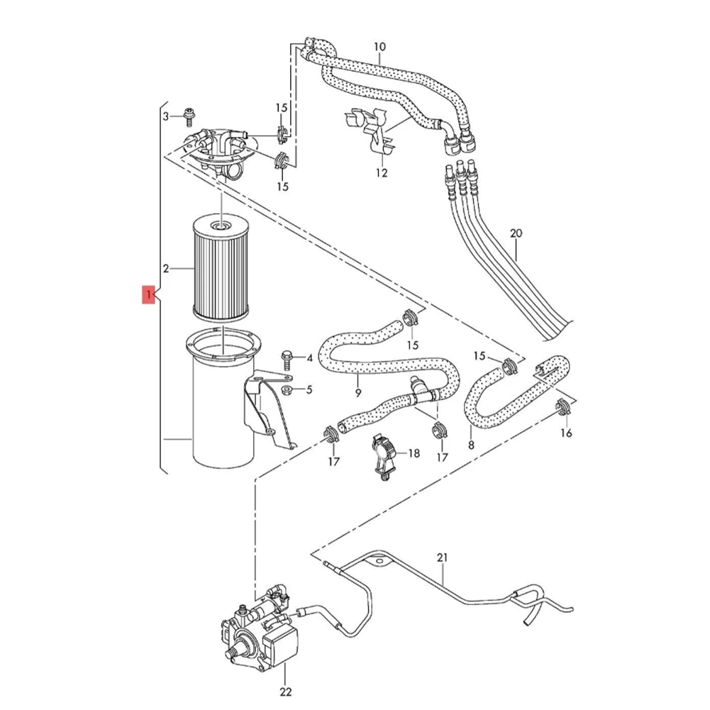 3C0127400D Diesel Fuel Filter with Flange 3C0127400B for Audi A3 VW Eos Passat Golf Leon Octavia Engine System Filter 3C0127400C