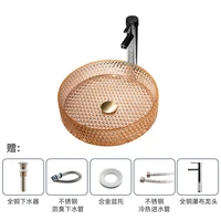 อ่างล้างหน้าแบบกลมบนเคาน์เตอร์ อ่างล้างหน้ากระจกนิรภัยโปร่งแสงพร้อมอ่างล้างจานแบบพับเก็บได้ อ่างล้างหน้าในห้องน้ําสําหรับห้องน้ํา 6