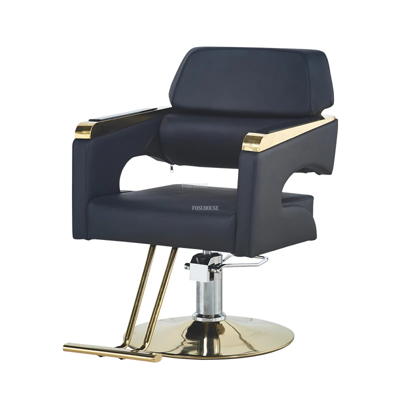 Light Luxury Professional Barber Chairs Modern Salon Furniture Beauty Salon Hairdressing Chair Swivel Lift Stainless Steel Chair