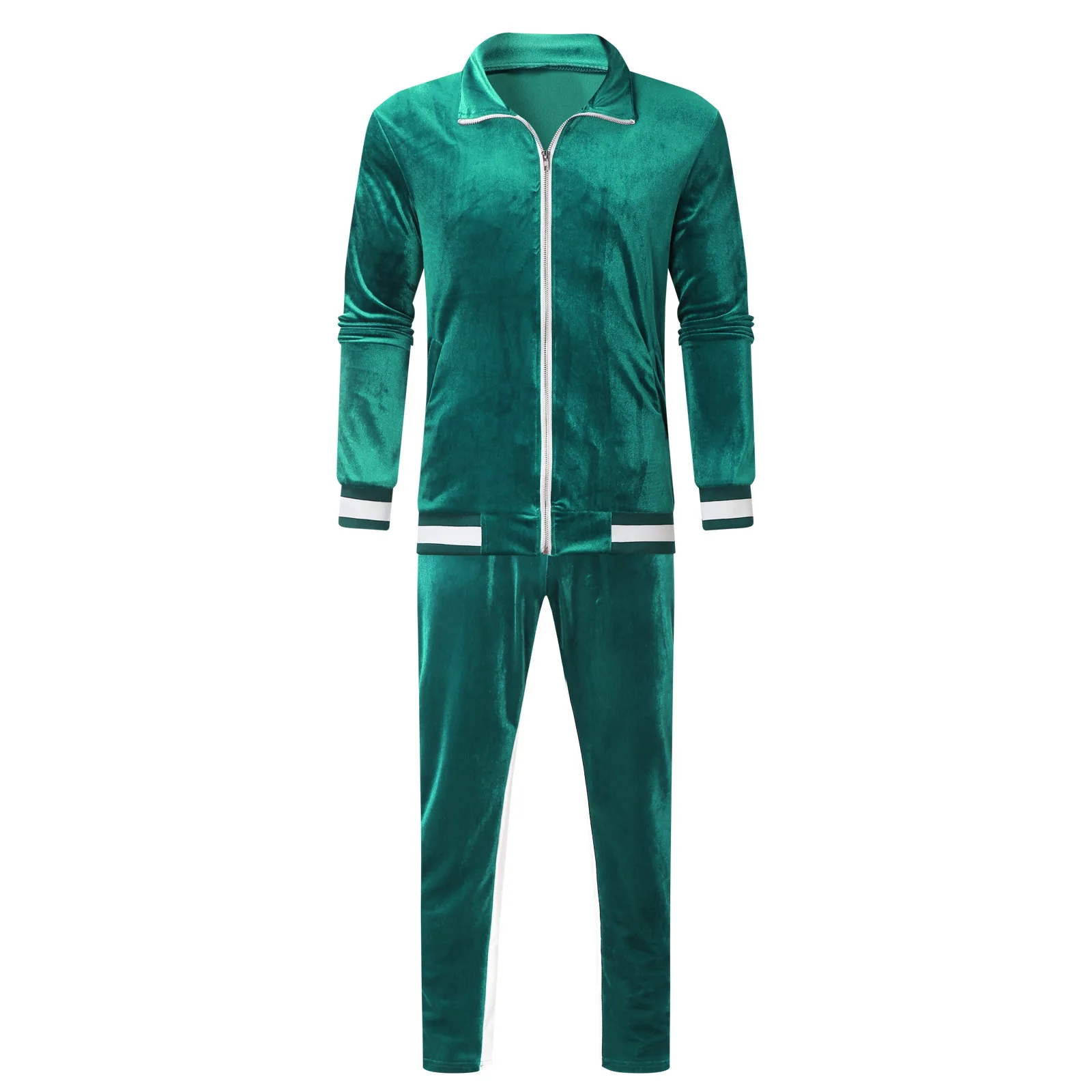 Frühling Herbst Herren Samt-Set Sport Zweiteiler Männlicher Plus Velours Kapuzenpullover Hosen Sweatshirt Sportbekleidung Trainingsanzug für Männer 5XL – Detail 11