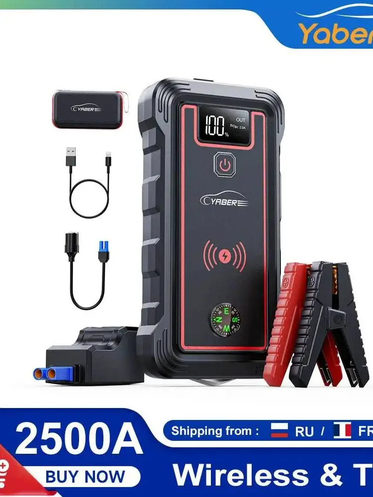 Car Jump Starter car jump starter jump starter car battery charger portable battery charger 2500A Car Starter Battery 23800mAh Portable Car Battery 10W Wireless Charger LED Light Safety Batteri Charger Jump Starter