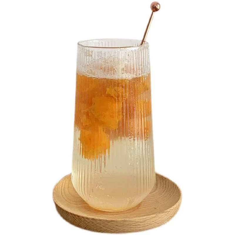 Heat Resistant Glass Cup Feng ui Milk Coffee Soda Drink Restaurant Cold Beverage 500ml Nordic Sle round ape Commercial Use