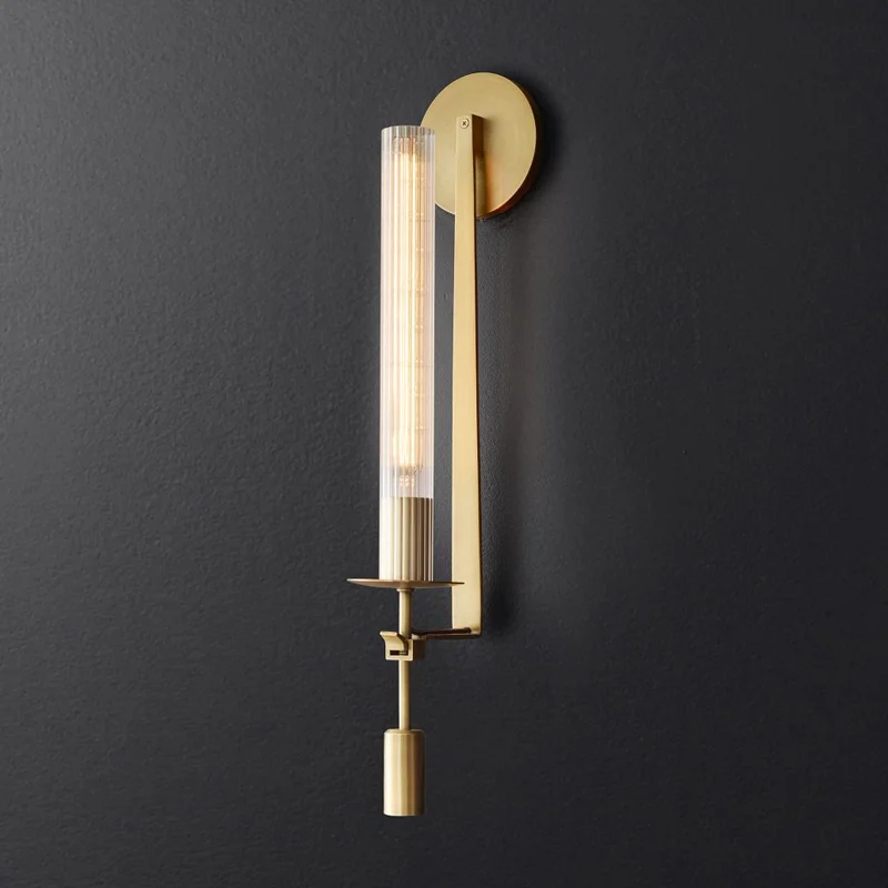 

Light luxury wall lamp, postmodern and minimalist living room, all copper lamp, harbor style designer, background wall, bedroom,