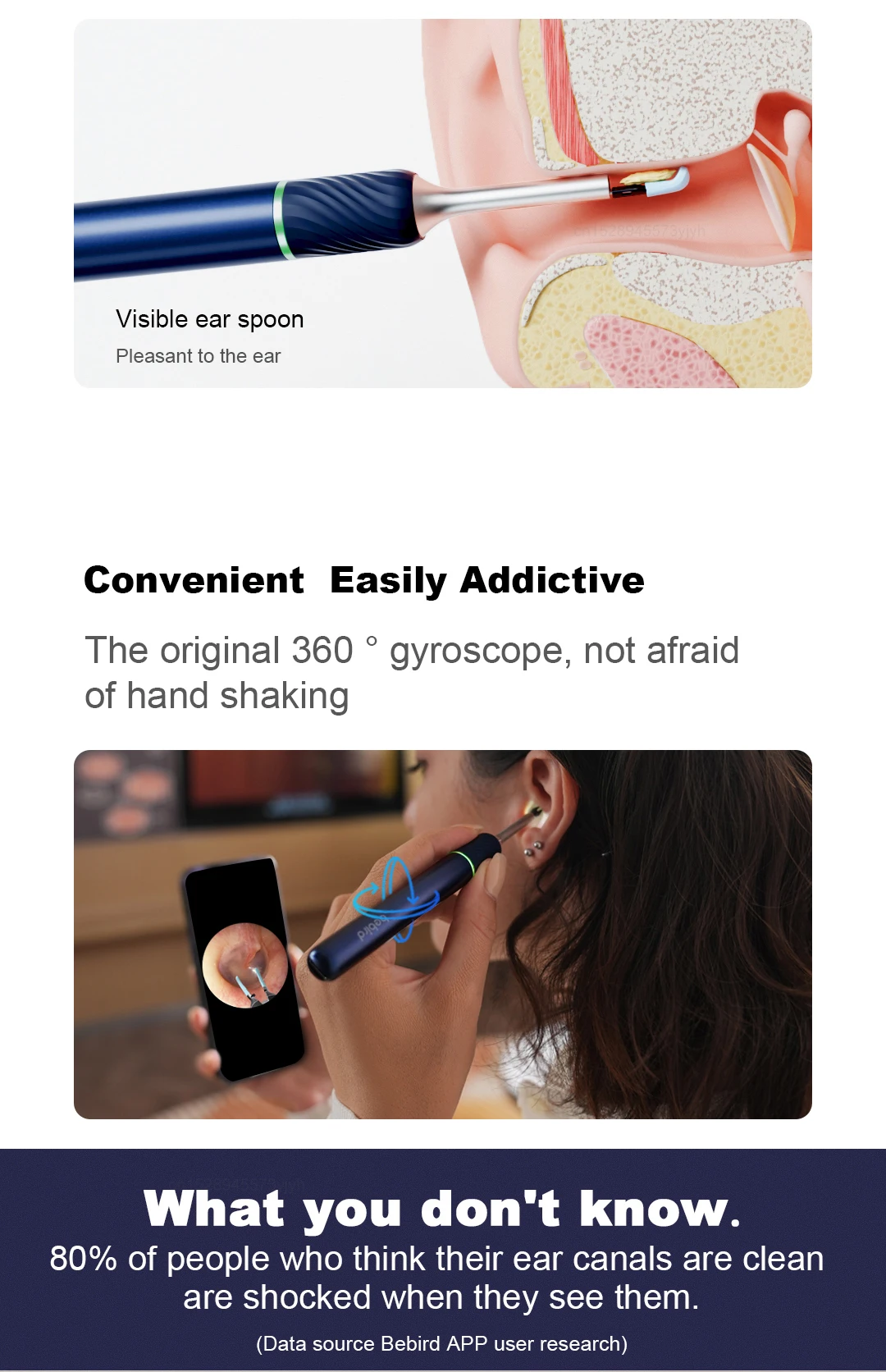 Gadgetoo Bebird Note 5 Pro Smart Visual Ear Sticks Endoscope 1000W High Precision Earpick Mini Camera Otoscope Ear Cleaner Tools