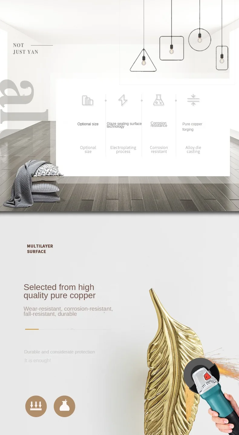 Golden Brass Wardrobe Maçaneta, estilo nórdico luxuoso,