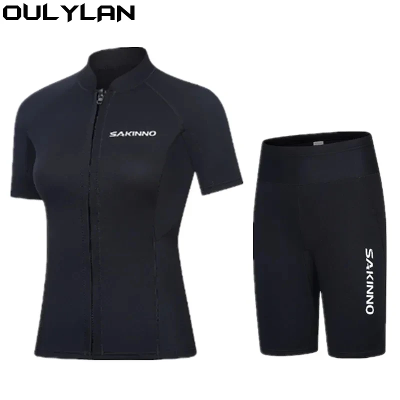 Diving Suits 2MM Short Sleeve Wetsuit Couple Separation Snorkeling Suit Sun Protective for Scuba Diving Snorkeling Surfing Swimming