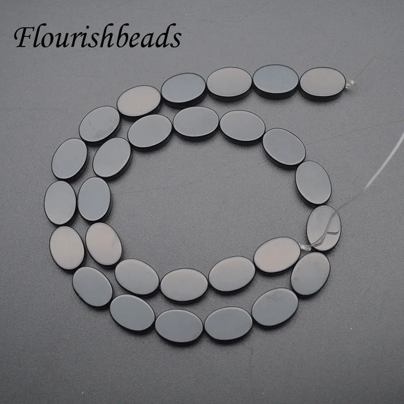 

Quality Natural Black Agate Stone Flat Oval Shape Loose Beads 10x14mm 18x25mm for Jewelry Making Supplier 3 Strand/lot