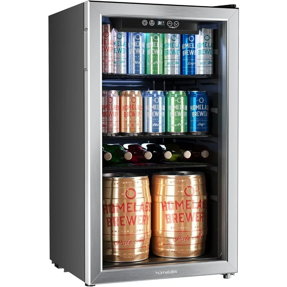 

Beverage Refrigerator and Cooler - 120 Can Mini Fridge with Glass Door for Soda Beer or Wine - with Adjustable Removable Shelves