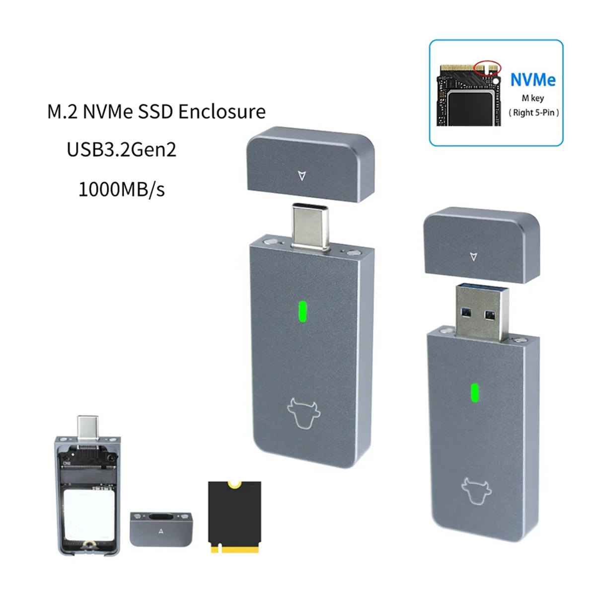  ϵ ũ ڽ, M.2 NVMe 2230 SSD Ŭ, JMS583 SSD ̽ , M.2 M Ű, USB3.2 Gen2 USB C Ÿ M & B Ű-A
