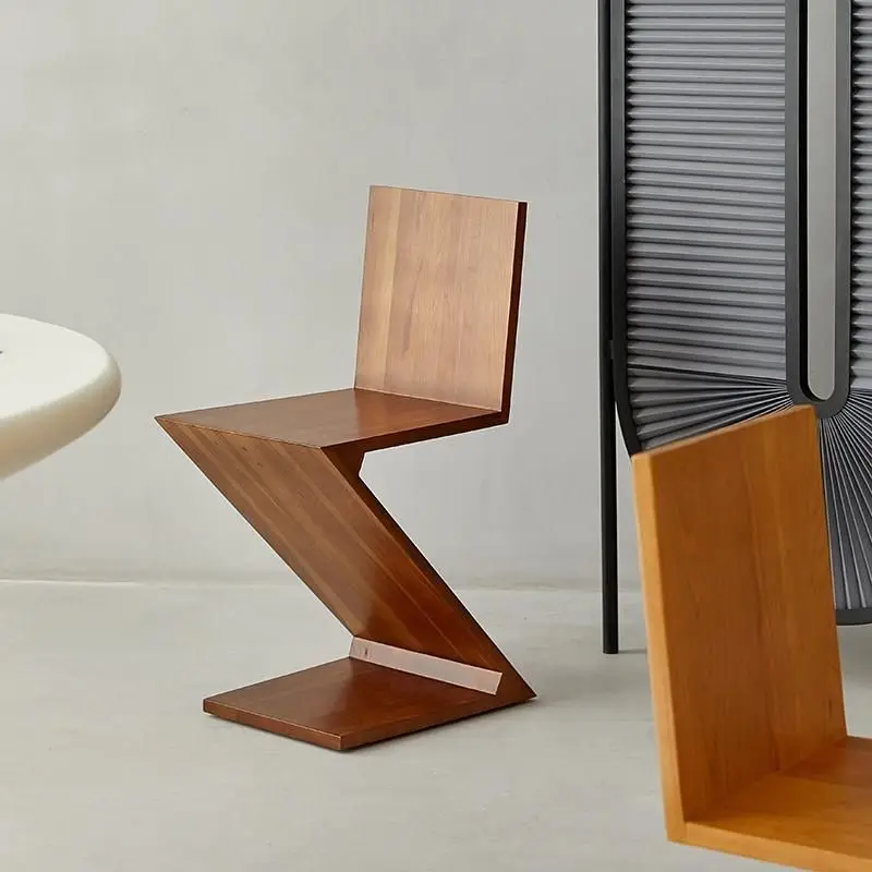 Nordic Z-chair household dining chair light luxury medieval solid wood modern simple designer creative special-shaped furniture