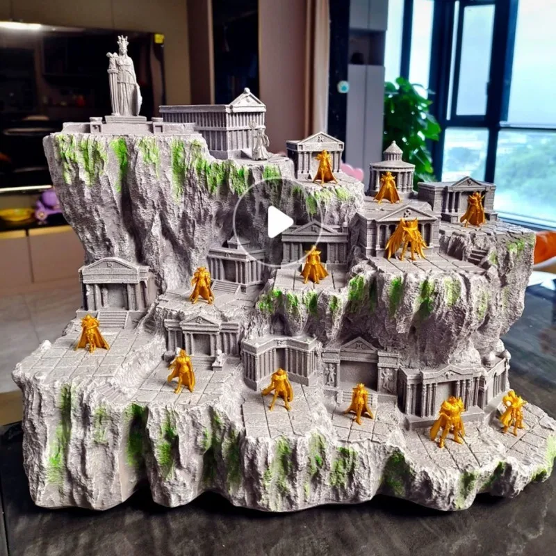 

Коллекция 2024 года, Золотая фигурка знака зодиака Сен-Сейя, модель дворца, украшения, демонстрационная подставка для мифологической сцены, сборный декоративный подарок для мальчика