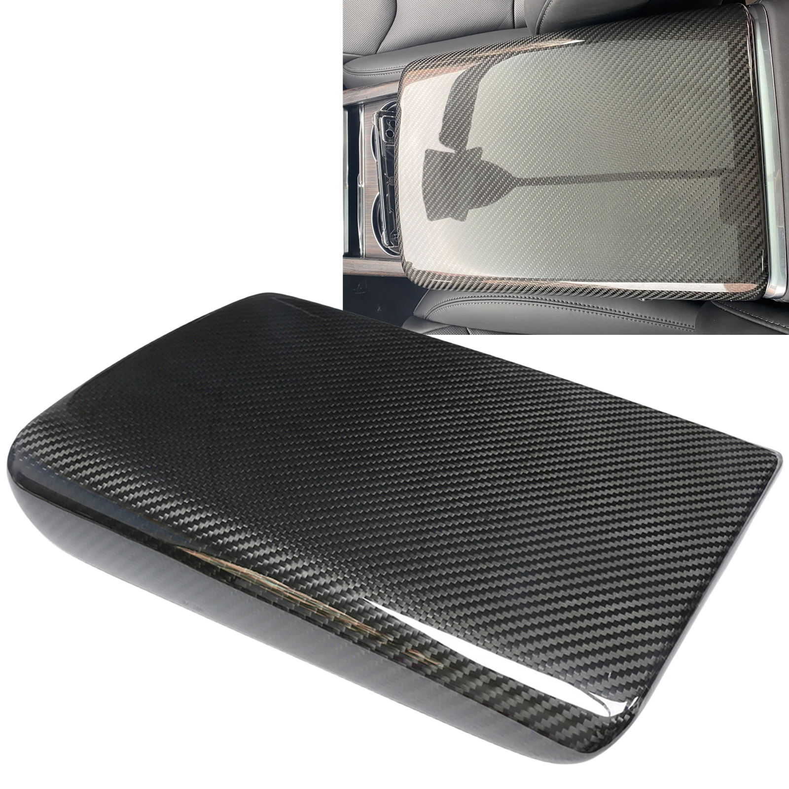 

For Tesla Model S 2021 2022 2023 Real Dry Carbon Fiber Interior Arm Rest Cap Shell Trim Center Console Armrest Box Panel Cover