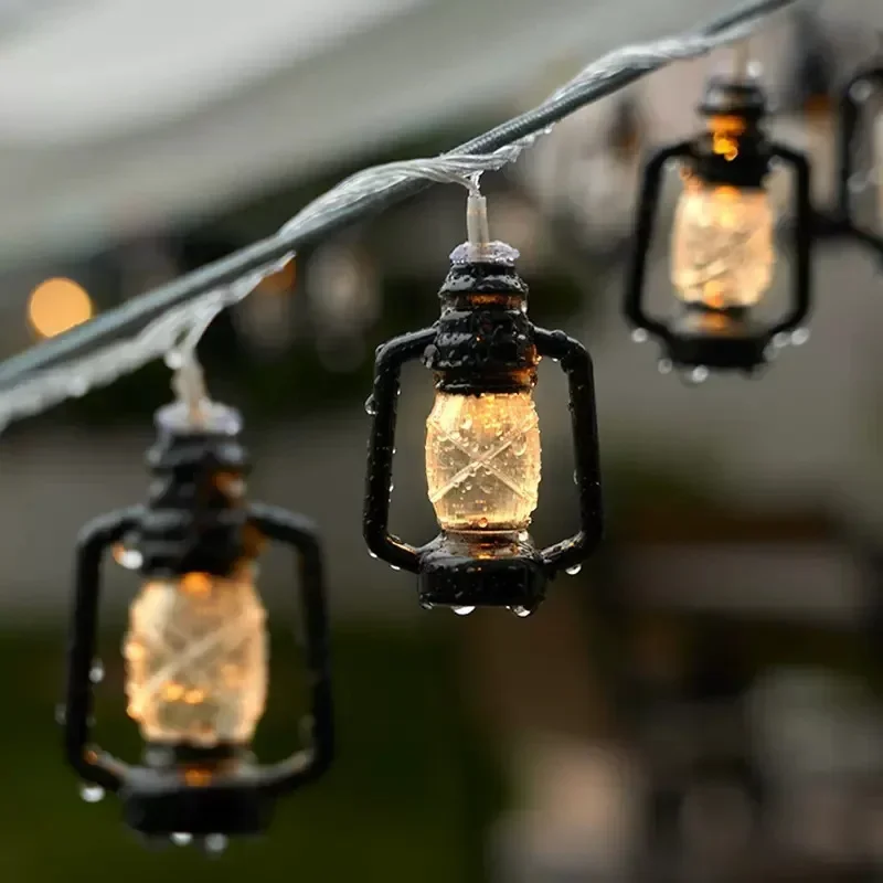 في الهواء الطلق سلسلة أضواء الشمسية LED IP65 مقاوم للماء الرجعية الكيروسين خمر عيد الميلاد جارلاند حديقة الطرف الديكور الجنية مصباح بركة