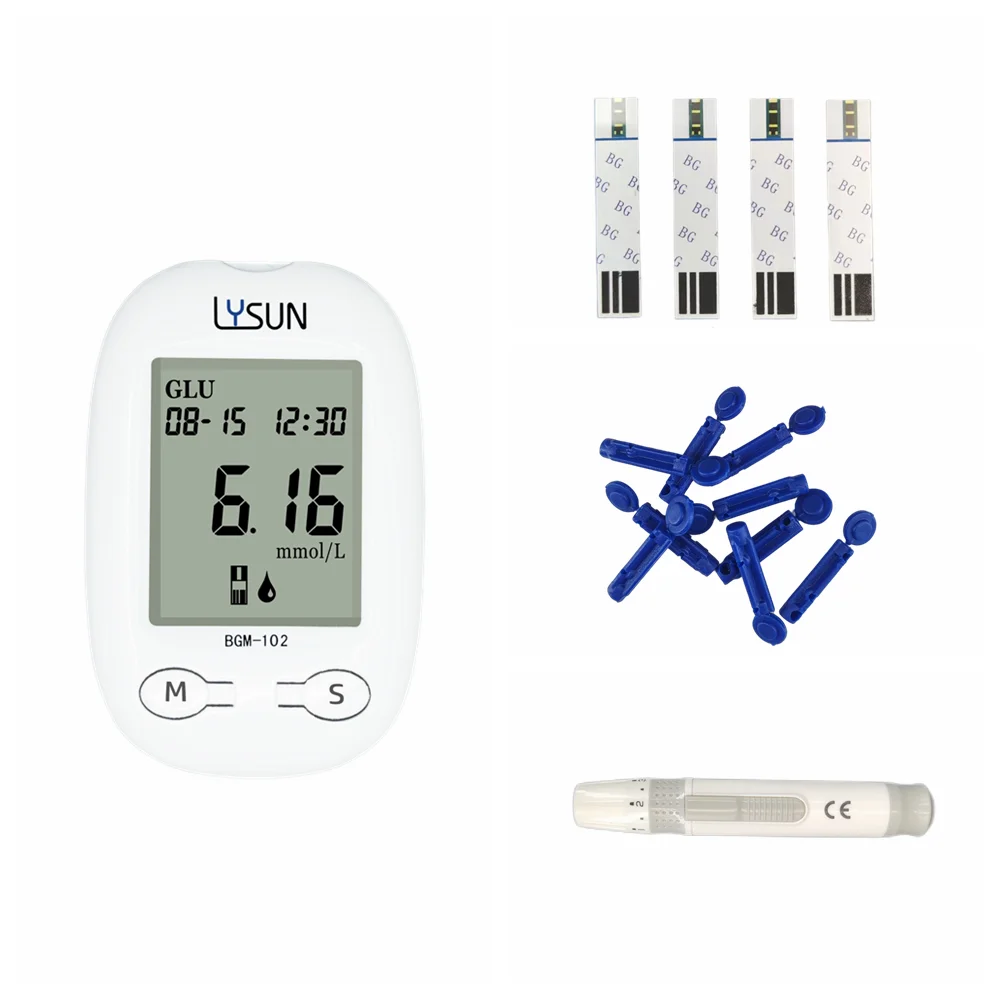 Lysun BGM-102 Blood Glucose Meter Diabetes Medical Devices glucometer kit with Test Strips Lancets painless Blood Sugar Tester