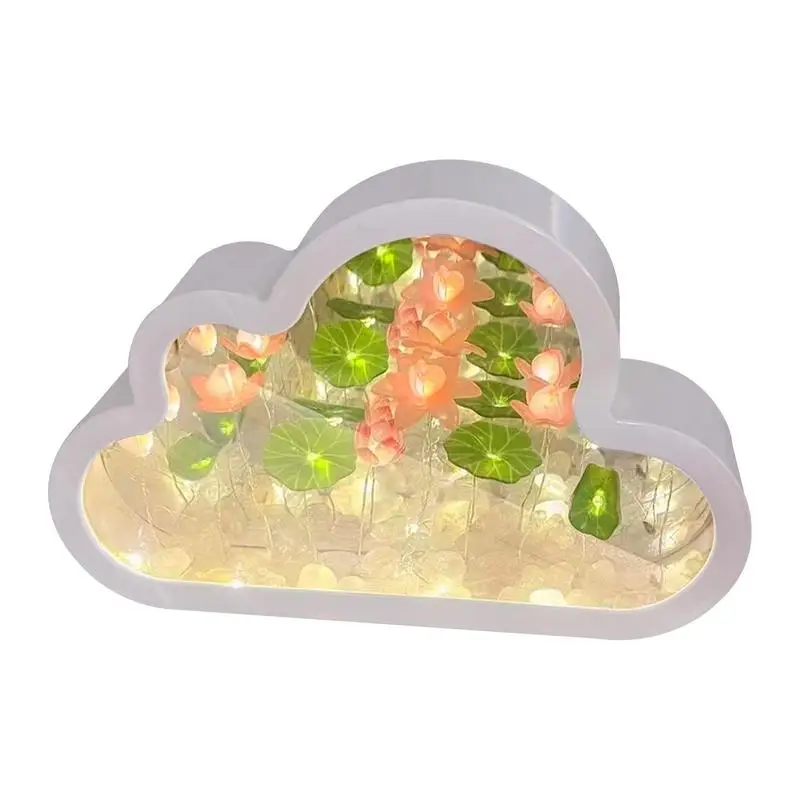 

Cloud Flower Lamp Mirror Makeup Mirror Table Lamp Desktop Ornaments Cloud Night Lamp Bedside Bedroom Birthday Gifts