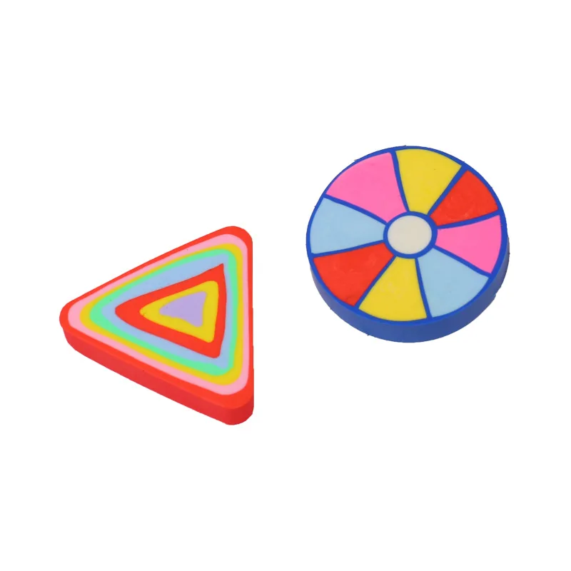 

3pcs random kawaii school supplies Interesting Kawaii eraser Triangle circular safety erasers for kids