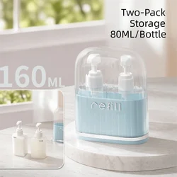 Compact Leak - Proof Toiletry Travel Bottles Set - Reusable Cosmetic Dispensers (Blue 2 in 1)