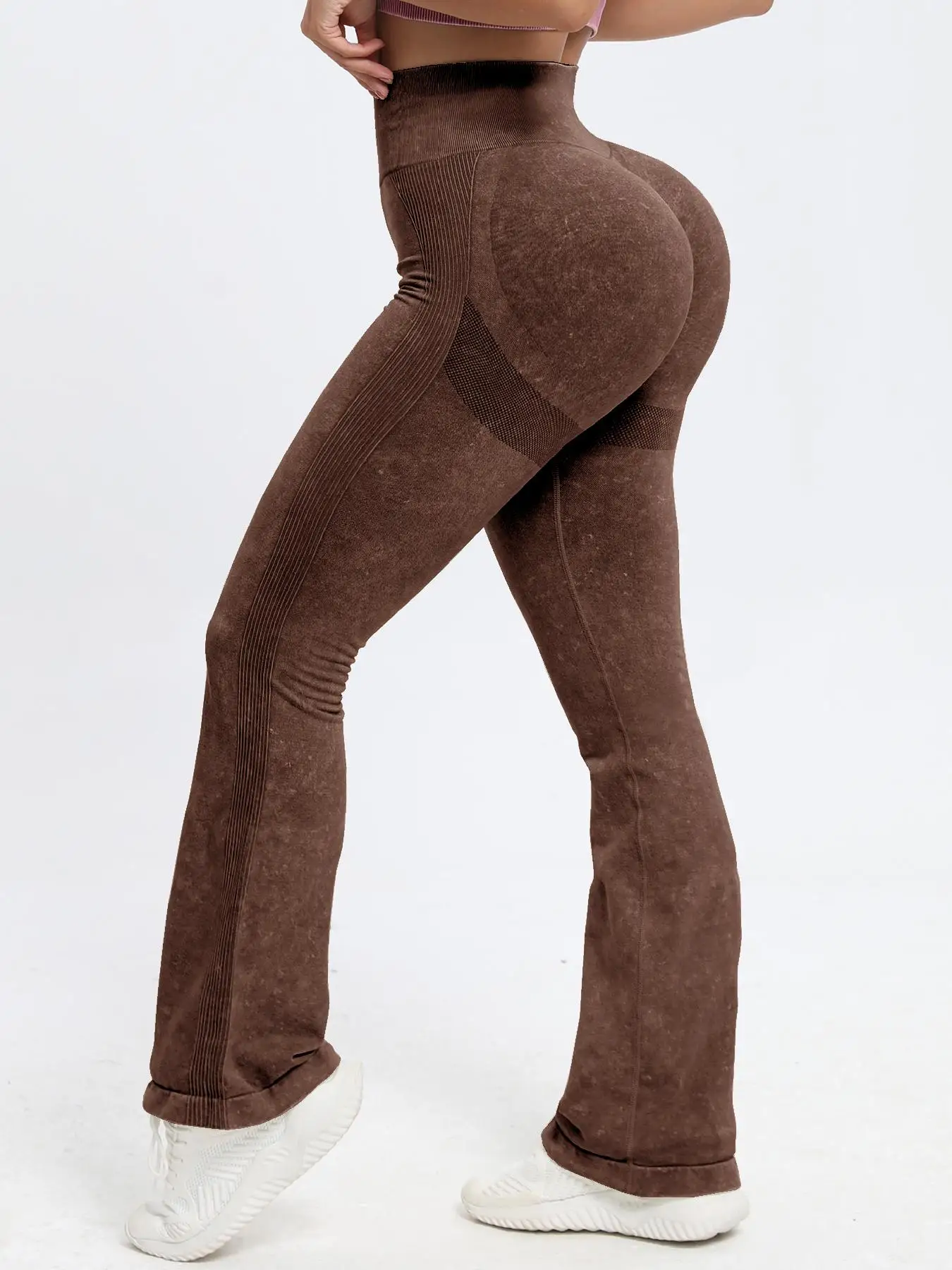 Seamless High-Waist Frosted Flared Hip-Lifting Yoga Pants