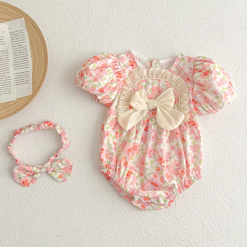 Summer Kids Baby Girls Short Sleeve Sisters Printing Dress Infant Rompers Baby Girls Sweet Princess Children Clothes Dress 3