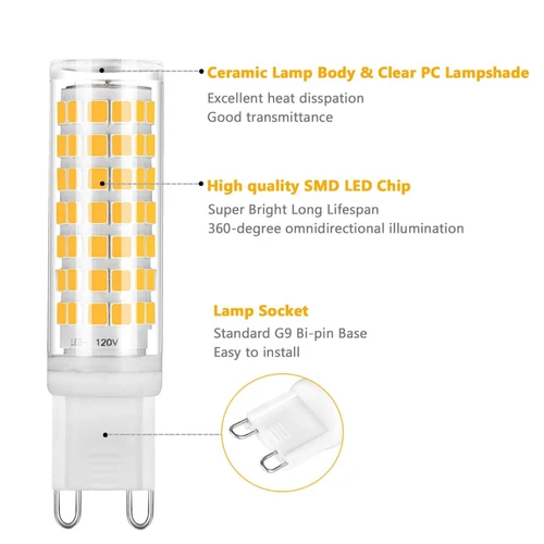 LED 전구 G9 LED 5W 9W 12W 15W 20W AC110V 220V LED 전구 SMD 2835 3014 g9 조명 교체, 30/40W 할로겐 램프 조명 4