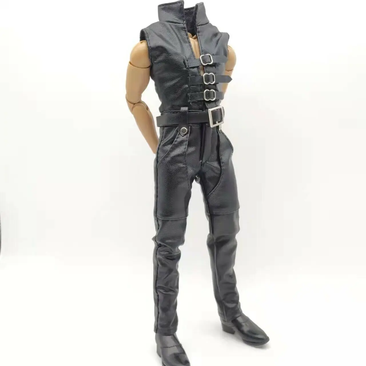 

Без рукавов масштаб 1/6 черный кожаный комбинезон пояс с обувью модель игрушка для 12-дюймовых экшн-фигурок кукол