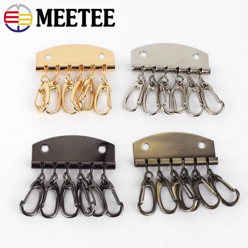 4pcs Meetee 50mm 6 Hooks Metal Key Ring Buckle Holders Bag Wallet