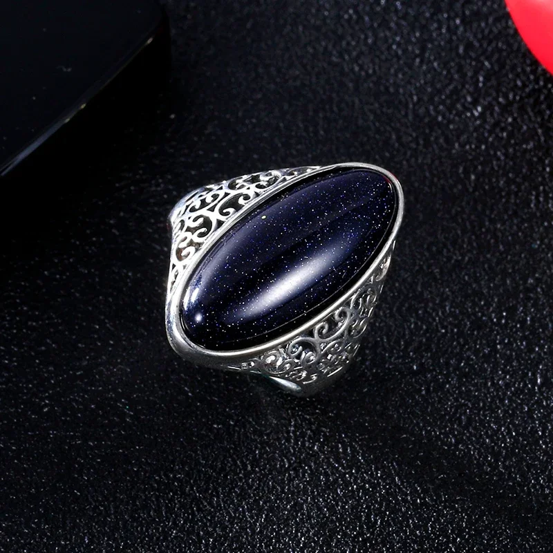 Silver Rings Silver Ring Wedding Rings Women's Ring Silver Jewelry Vintage Blue Sand Hollow Elegant Ring Gift Party Wedding
