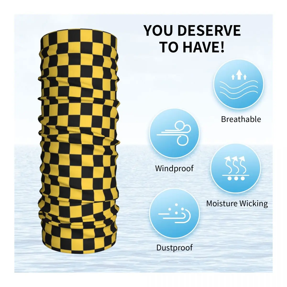 Bandana Scarf Checkerboard Pattern Yellow And Black Bandana Neck Warmer Women Men Winter Ski Hiking Scarf Gaiter Face Cover