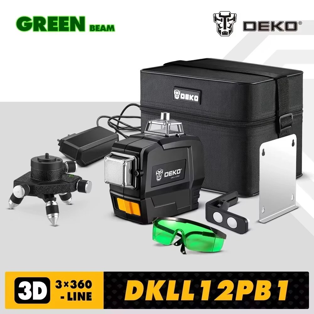 Niveau laser 3 x 360 degrés à lignes croisées vertes avec télécommande