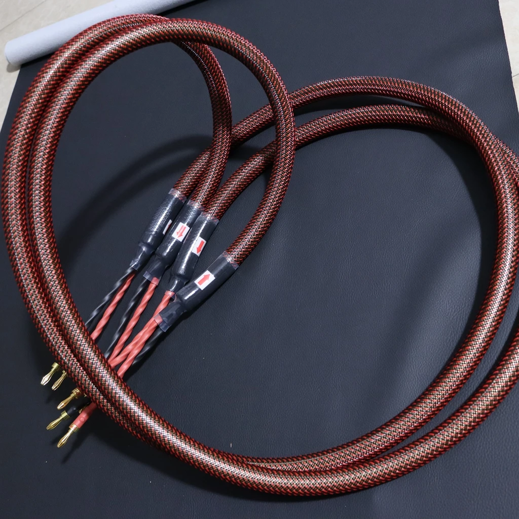 Tertullus HiFi Lautsprecherkabel 2.5m - OFC Kupfer Mit Vergoldeten Bananensteckern Für Heimkino