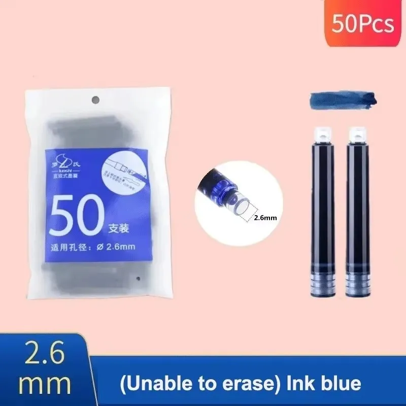 Disposable Fountain Pen Ink Cartridge Set - Black, Red, Blue (50-Pack) for School and Office Supplies