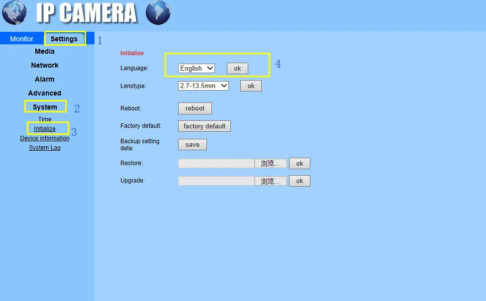 Language switching interface
